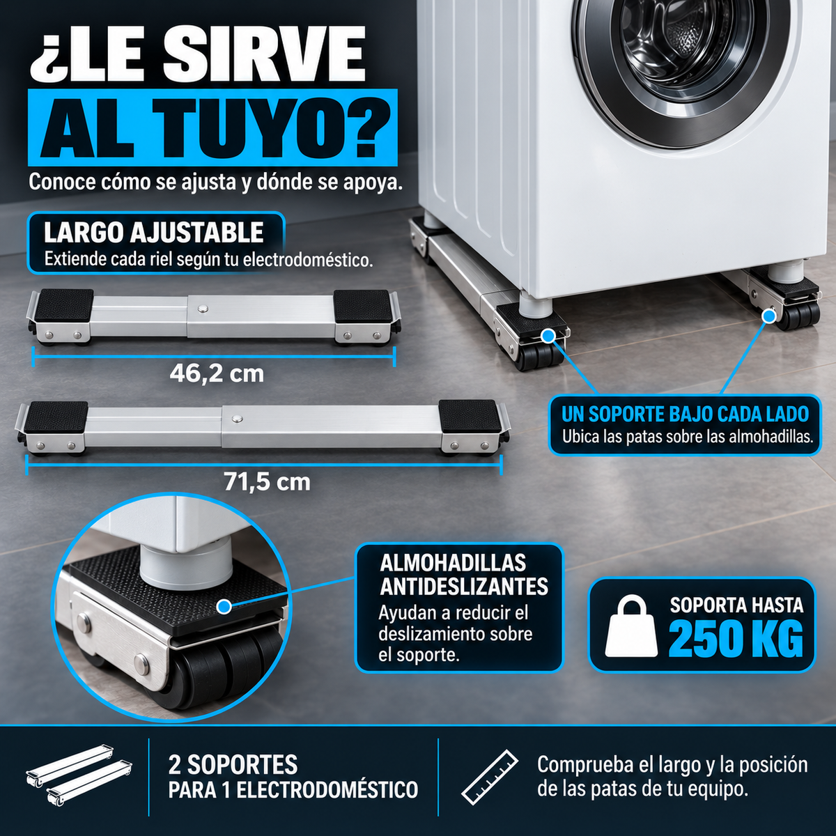 MUEVE FACIL — BASES CON RUEDAS PARA LAVADORA, SECADOR Y REFRIGERADOR