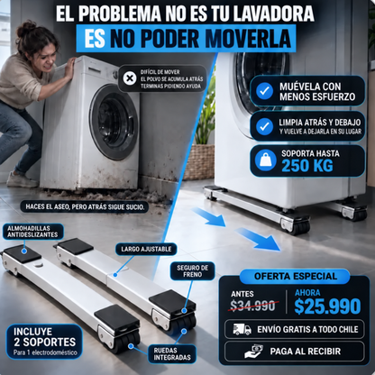 MUEVE FACIL — BASES CON RUEDAS PARA LAVADORA, SECADOR Y REFRIGERADOR