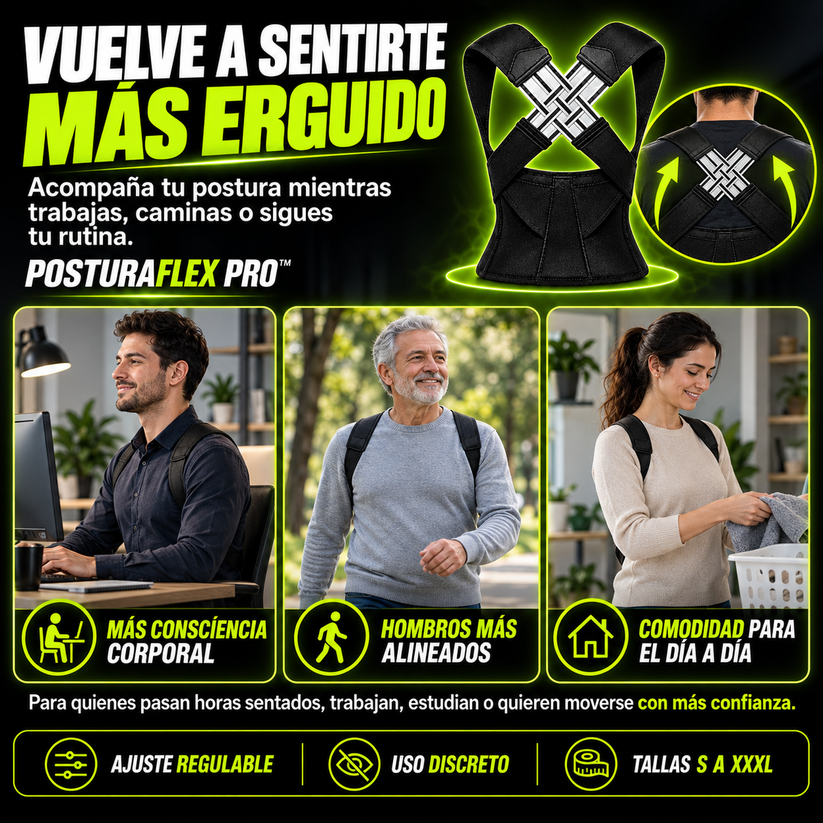 Corrector de Postura Ajustable | Ayuda a Mantener una Postura Más Erguida y Reducir la Tensión en Espalda y Hombros