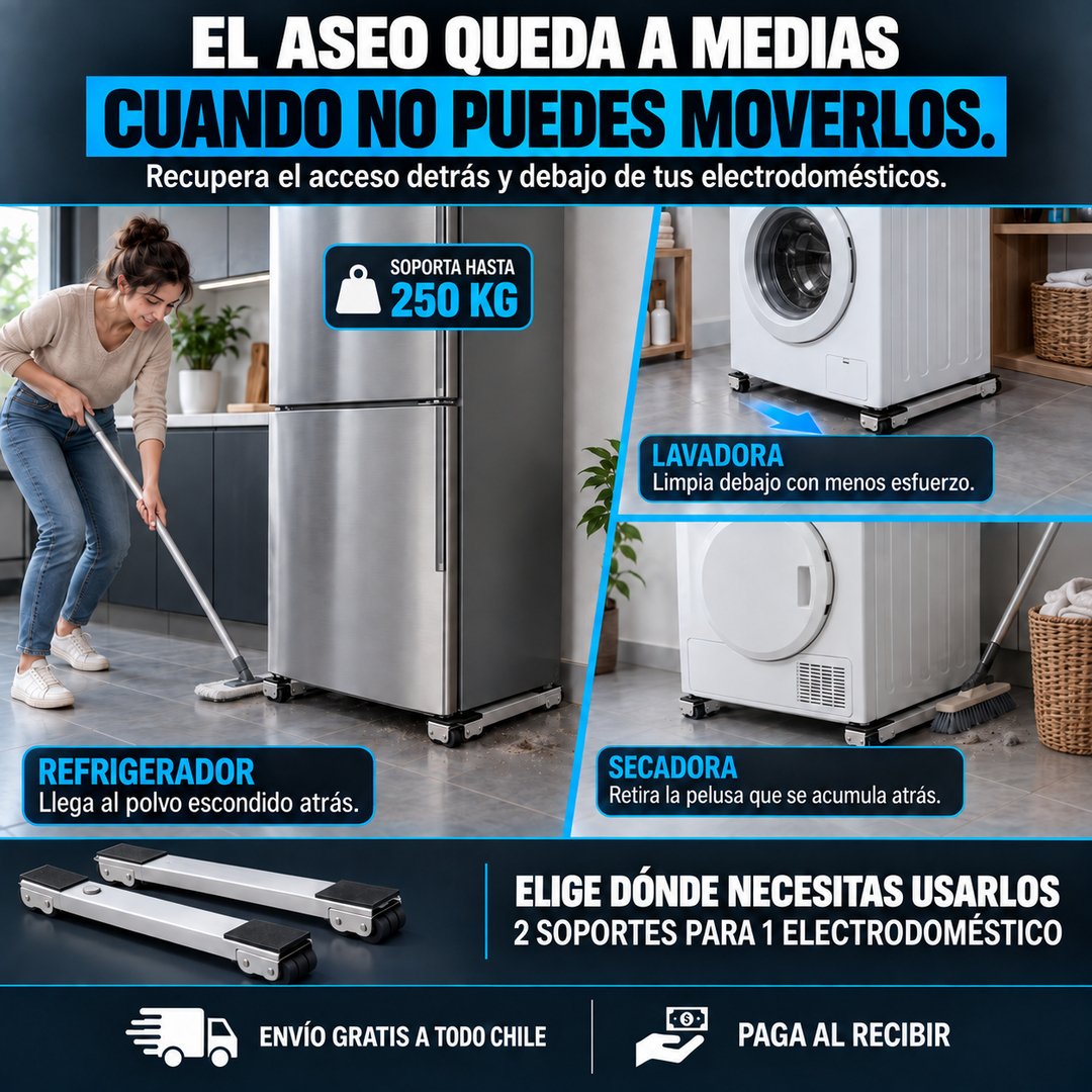 MUEVE FACIL — BASES CON RUEDAS PARA LAVADORA, SECADOR Y REFRIGERADOR