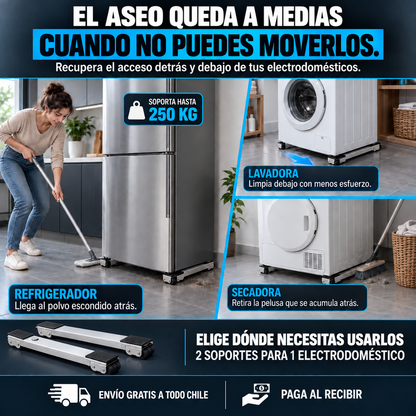MUEVE FACIL — BASES CON RUEDAS PARA LAVADORA, SECADOR Y REFRIGERADOR